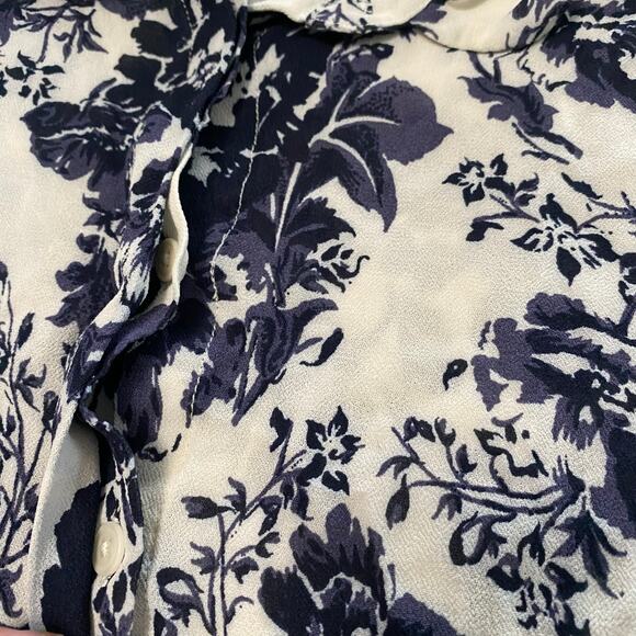 Reformation Floral Print Blouse - Navy and White - Picture 5 of 9